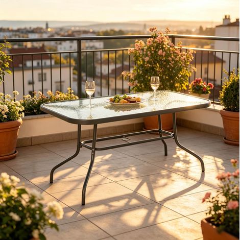 Tavolo giardino rettangolare con foro ombrellone OKMYHOME (1/5)