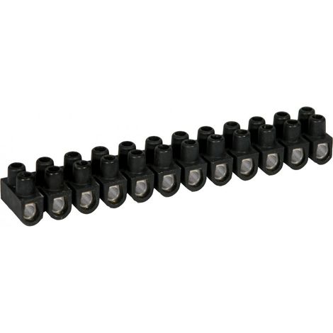 Eur Ohm – Domino électrique 12 plots à vis 10 mm² – Barrette laiton noire – Tension d’isolement 400V – Protection IP20 – Tenue fil 960°C