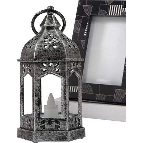 Lanterne Marocaine Intérieur Et Extérieur Fonctionnant Sur Piles Style Lumières Et Ornements De Table Pour La Maison Pour Table de Fête, Café, Chambre, Salon et Bureau à (1/5)