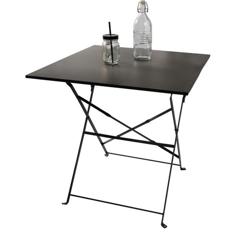 Quadratischer klappbarer Gartentisch – 70x70x70 cm – Graues Metall – Praktisch und robust