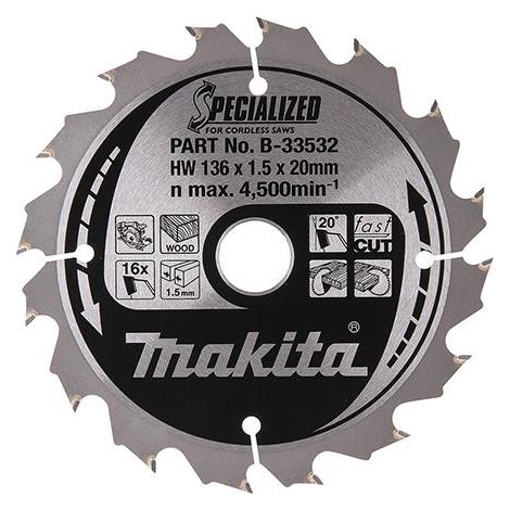 MAKITA B-33532 136 X 20 16T TCT BLADE (1/2)
