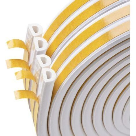 20 m Self-Adhesive Rubber Seal for Doors and Windows, Anti-Collision, Sound Insulation Strip, White (1/5)