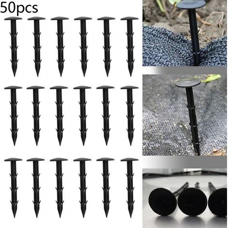 50PCS Piquets professionnels robustes en plastique de 11 cm pour le paysage et le jardin - Tissu de désherbage polyvalent, filet d'érosion et piquets de bâche (piquet de 11 cm) (1/5)