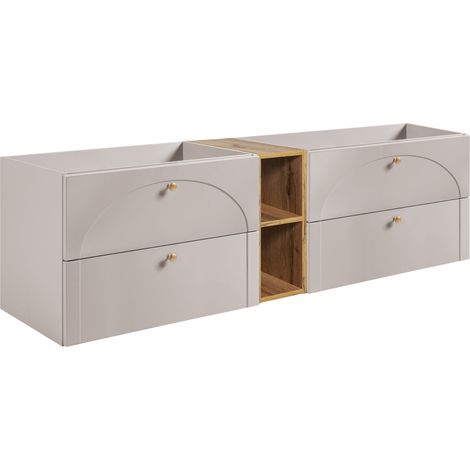 Meuble sous vasque suspendu AURA cachemire  avec étagère chêne craft 180 cm G (1/5)