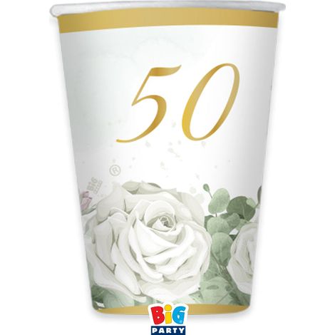 Big Party Bicchieri Carta 50 Anni Eucalipto 250 Cc Cf 6 Pz Bianco Verde
