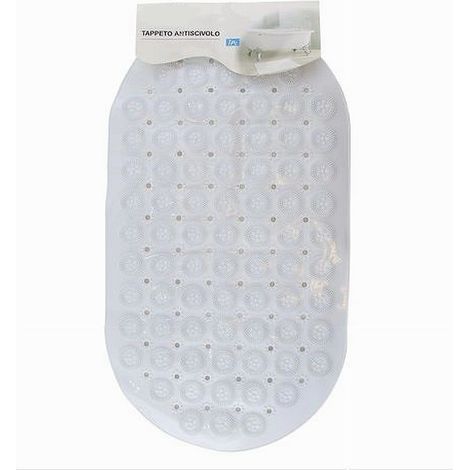 Cleafe - Tappeto Tappetino Pvc Antiscivolo Ovale Vasca Bagno Doccia Bianco 68x37 Cm 87228 - (1/2)