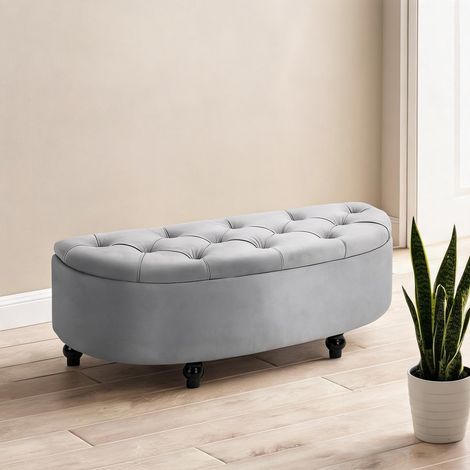 Pouf coloris gris en polyester Gummiholz 120 x 46 x 42 cm (1/5)