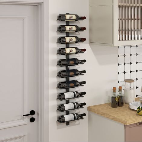 Botellero de pared 10 botellas acero negro OKMYHOME (1/5)