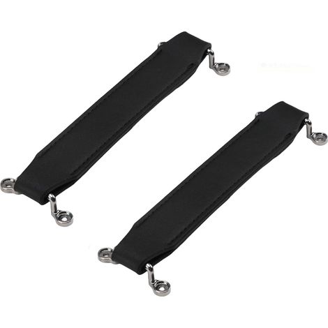 2 PCS Poignées de Meubles en Cuir Poignées de Tiroirs de Cuisine Moderne Poignée de Commode avec vis Boutons de Porte de Placard pour Salle de bain Garde-robe (Black) (1/5)