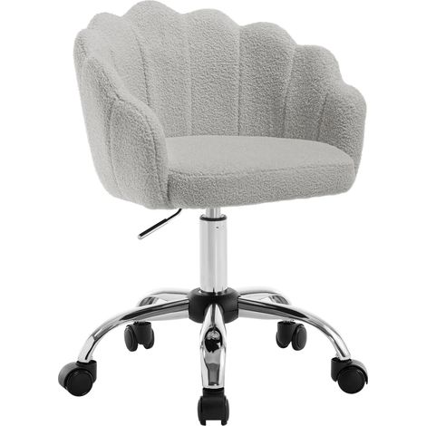 Silla de oficina ergonómica de tela gris claro con respaldo floral y altura ajustable (1/5)