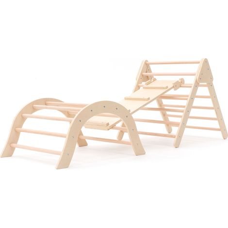 Baby Gym Montessori Pikler Methode Robincool Climb 66x84,5x73,2 cm aus Ökologischem Holz mit Kletterbogen und Rutsche (1/5)