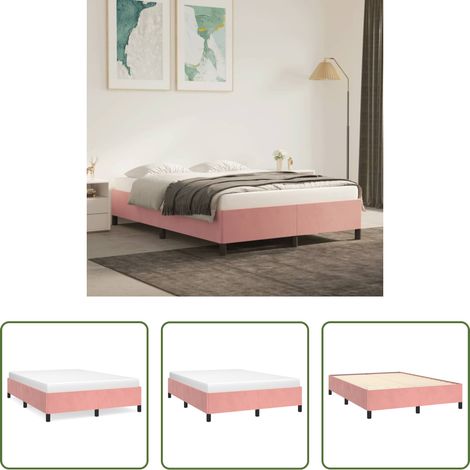Cadre de lit - Cadre de lit sans matelas rose 140x190 cm velours (1/5)