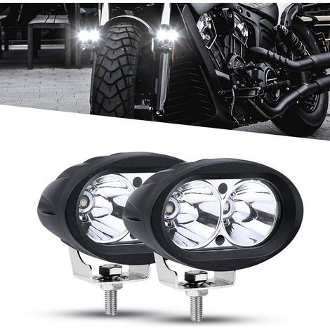Motorrad LED Scheinwerfer Vorne, 20W Rund Motorrad Zusatzscheinwerfer Arbeitsscheinwerfer Nebelscheinwerfer 12V/24V Weiß Wasserdicht für LKW Offroad Lichter 4x4 ATV
