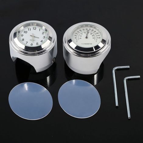 7/8 "1" support de guidon de moto montre cadran horloge thermomètre température blanc (1/5)