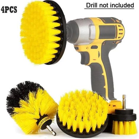 Embout brosse - pour carrelage de piscine, salle de bain, toilettes, céramique, marbre, voiture - Lot de 4 brosses pour perceuse électrique (1/5)