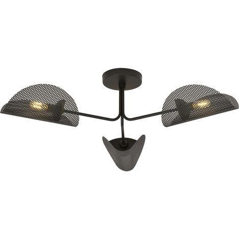 Plafonnier noir 3 lumières grilles E14 GOMEZ Emibig (1/5)