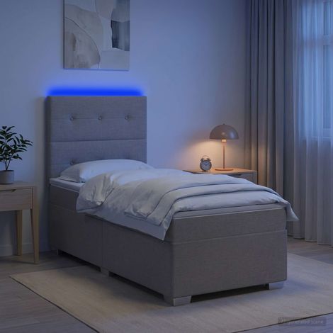Cama box spring con colchón con tiras LED Topo 90 x 200 cm Tela (1/5)