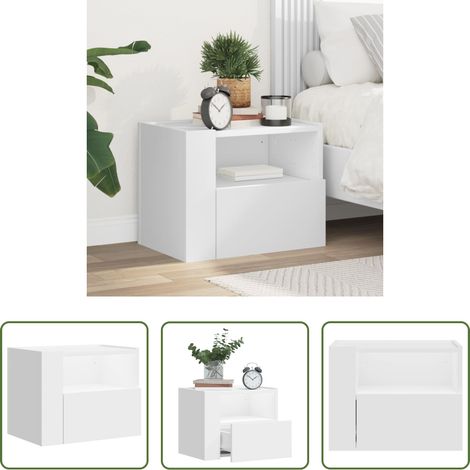 vidaXL Holz Nachttisch -  Wand-Nachttisch Weiß 45x30x35 cm (1/5)
