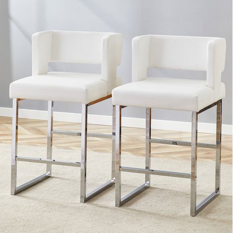 Stuhl Sitzmöbel 91 4 cm PU Metall Weiß modern OKMYHOME (1/5)