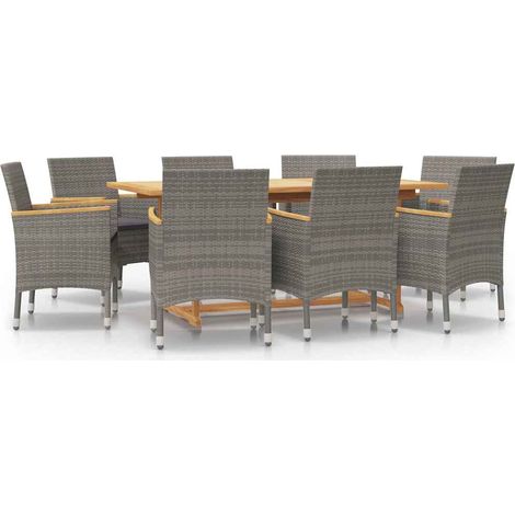 Maison Exclusive - Set da Pranzo per Giardino 9 pz con Cuscini Grigio (1/5)