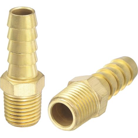 2Pcs Raccord Cannelé Laiton 3/8 Pouce x NPT 1/4 Mâle Filetage (1/5)