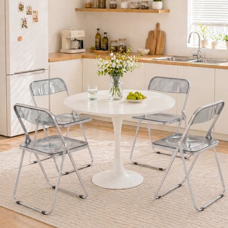 Lot de 4 chaises pliantes transparentes en acrylique gris (1/5)
