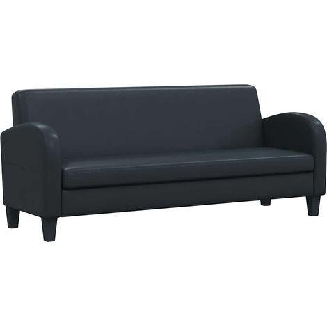 vidaXL Canapé à 3 places cuir synthétique noir (1/5)