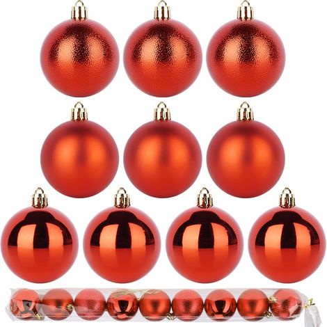 Rote Weihnachtsbaumkugeln, bruchsicher, 9-teiliges Set, 6 cm Durchmesser