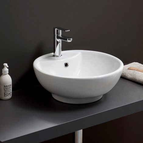 Lavabo Bianco Da Appoggio, Forma Tonda (1/5)