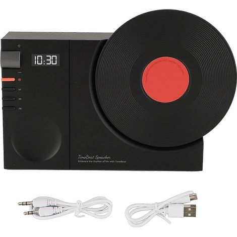 Enceinte Bluetooth vintage pour bureau, horloge rétro, enceinte platine vinyle, style rétro pour la maison. (1/4)