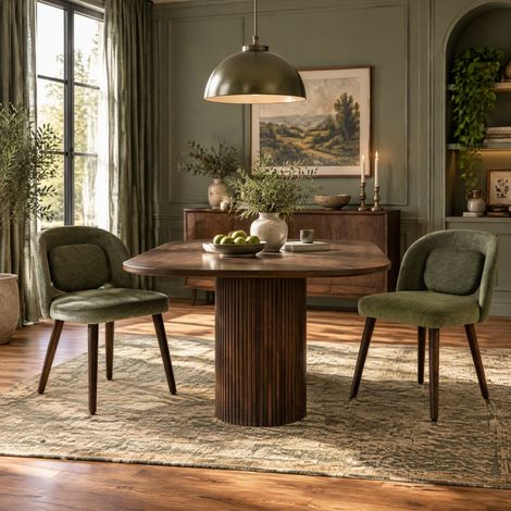 Set di 2 sedie da pranzo verde scuro in legno con supporto lombare - CHICFURN (1/5)