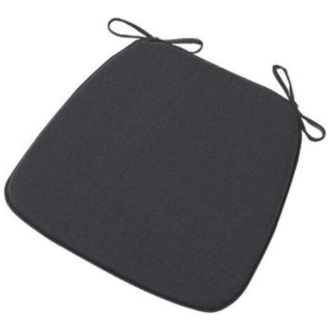 QORVA-Lot de 2 coussins de chaise mesurant 40 x 38 x 3 cm, avec sangles, antidérapants et amovibles, idéal pour décorer les cuisines et les salons, noir.
