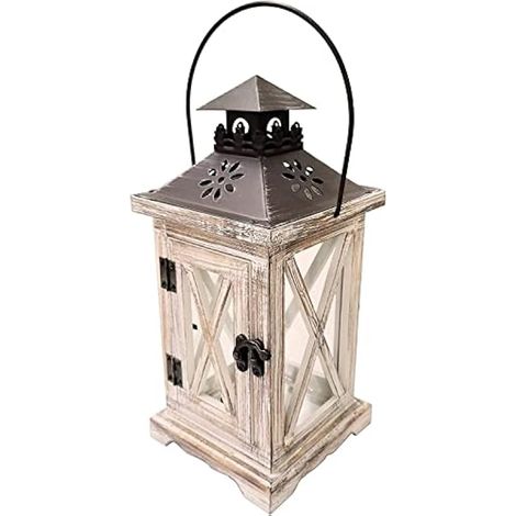 Lanterne décorative vintage, porte-bougie en bois, centre de table rustique pour mariage, lanterne de table, suspension murale, décoration de fête et maison (Style B) (1/3)