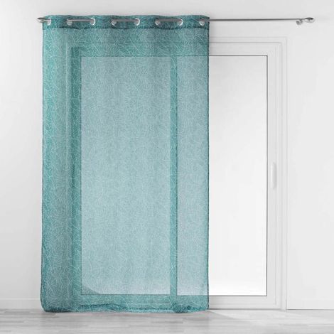 Rideau Voilage à Œillets Imprimé "Solea" 140x240cm Bleu (1/5)