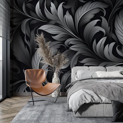 Papier peint noir et gris - 150 x 250 cm (1/2)