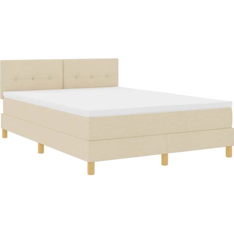 Maison Exclusive - Lit à ressort LED avec bandes LED Crème 140 x 200 cm tissu (1/5)