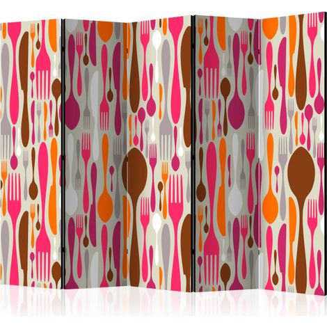Paravent 5 Volets "Cutlery Pink & Violet" 172x225cm (1/2)