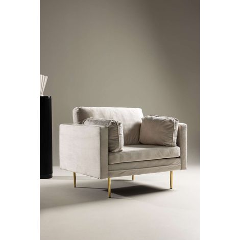 Boom fauteuil velours côtelé beige.