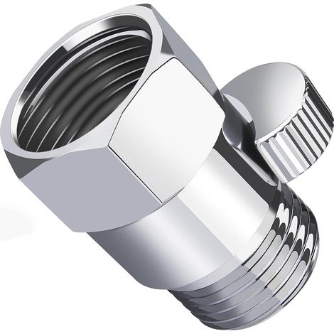 Brass Shower Flow Control Valve (Chrome Plated): Shower Head Shut-Off Valve (Female & Male), Water Flow Control Valves, for Handheld Shower Head or Bidet Sprayer - Handle Lever (1/5)