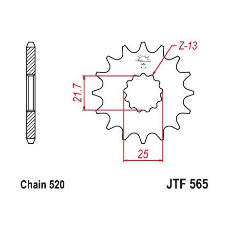 Pignon TT compatible avec les marques Kawasaki / Yamaha - 520 - 14 Dents - Similaire JTF565 - Made in Germany