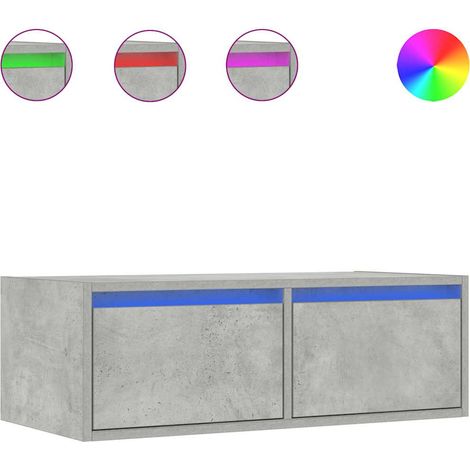 Meuble TV，Banc TV，Armoire TV avec lumières LED gris béton 75x35,5x25 cm CFW758940 (1/5)