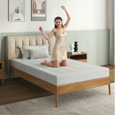 Matelas 90x200 cm en mousse blanche, respirant, déhoussable, confort moderne pour chambre FloraGrace (1/5)