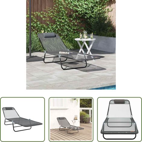 Gartenliege - Klappbare Sonnenliege Grau 182 x 55 x 85,5 cm Textilene (1/5)
