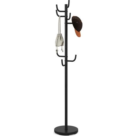 COSTWAY Attaccapanni in Metallo, Attaccapanni da Terra con 8 Ganci Robusti e Base Resistente, per Vestiti Borse Cappelli, 33,5 x 175 cm (1/5)