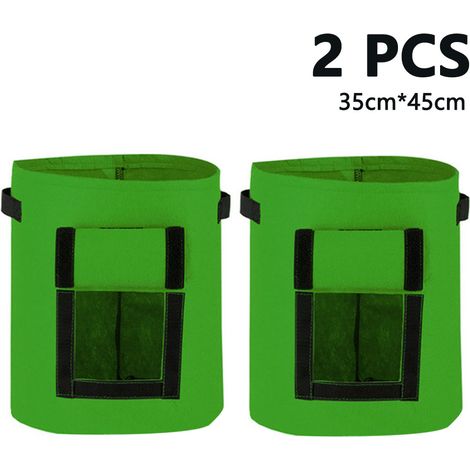 KriuewT Sac de plantation pour pommes de terre avec poignées et fenêtre d'observation, fermeture velcro, durable et respirant, lot de 2 (vert) (1/5)