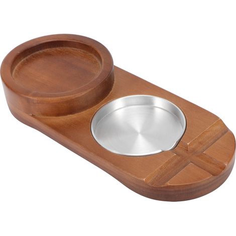 Plateau à verres à whisky rustique en bois, plateau à cigares avec fente, décoration ovale pour la maison ou le bureau, avec cendrier. (1/5)