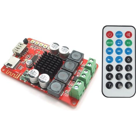 TPA3116 Amplificatore di potenza digitale Bluetooth da 826 V CC 2x50 W con telecomando, supporta la riproduzione da scheda TF/radio FM/USB per cuffie, amplificatore HiFi, iPhone, home theater (1/5)