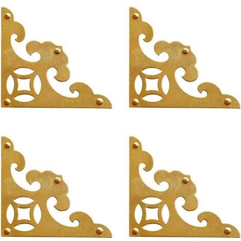 Set mit 4 Vintage-Eckenschützern aus antikem Messing mit Schrauben - Schmuckkästchen aus Holz - Geschenkbox für Schrank, Truhe, Accessoires, Kantenschutz (gold) (1/5)