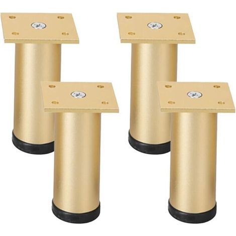 pieds de meuble reglable, Pied Doré Meuble 6-40cm Pieds Meuble Cuisine Pieds Or D'armoire Pieds de Canapé Design,Aluminium Finition en Anodisé Socles Pieds pour Meuble,Ø38mm,Lot de 4 (15 cm) (1/4)