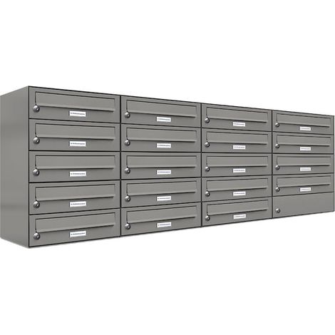 19er Premium Briefkasten Aluminiumgrau RAL Farbe 9007 für Außen Wand Postkasten 4x5 (1/5)